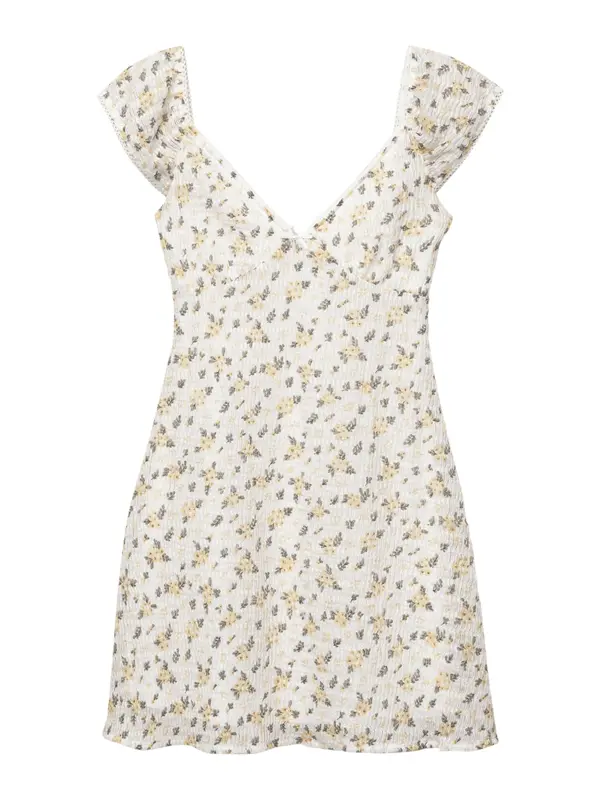 Pull&Bear Pull&Bear Obleka  pastelno rumena / temno zelena / bela