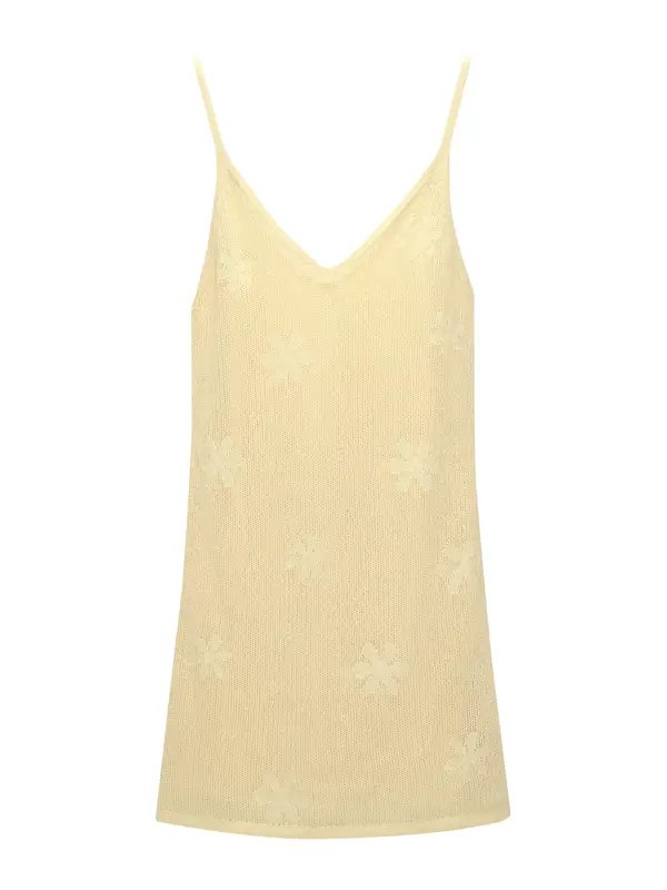 Pull&Bear Pull&Bear Pletena obleka  pastelno rumena