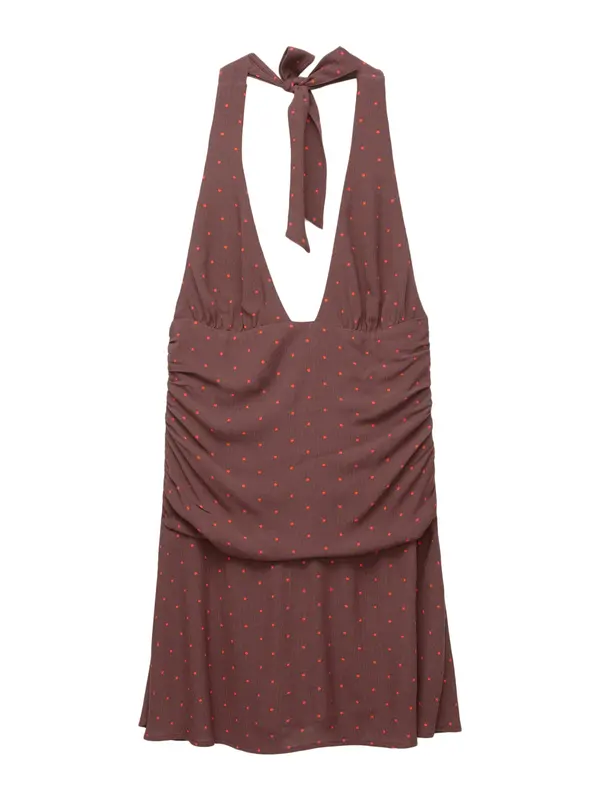 Pull&Bear Pull&Bear Poletna obleka  čokolada / rdeča