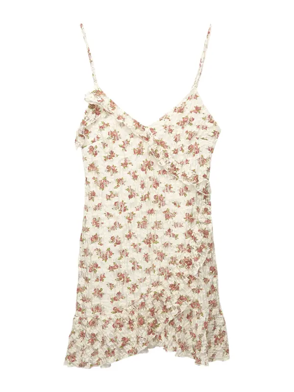 Pull&Bear Pull&Bear Poletna obleka  ecru / zelena / staro roza