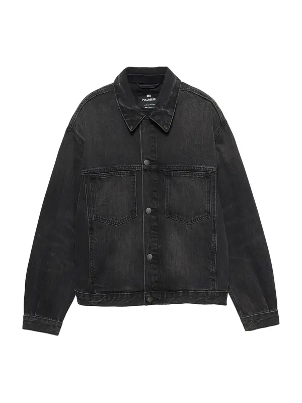 Pull&Bear Pull&Bear Prehodna jakna  črn denim