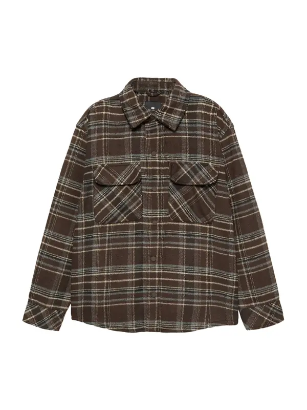 Pull&Bear Pull&Bear Prehodna jakna  kremna / temno rjava / bela