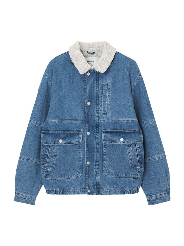 Pull&Bear Pull&Bear Prehodna jakna  moder denim / volneno bela