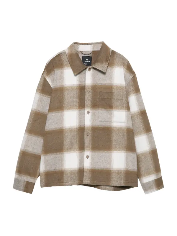 Pull&Bear Pull&Bear Prehodna jakna  pesek / progasto bež / bela