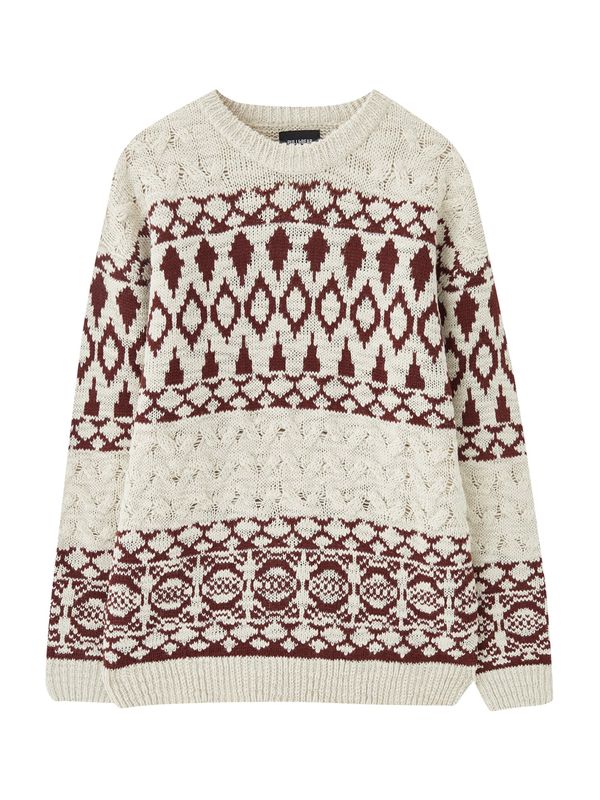 Pull&Bear Pull&Bear Pulover  burgund / bela