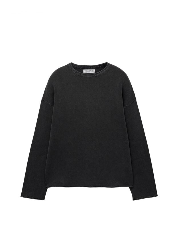 Pull&Bear Pull&Bear Pulover  črn denim