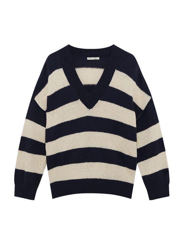 Pull&Bear Pull&Bear Pulover  kremna / temno modra