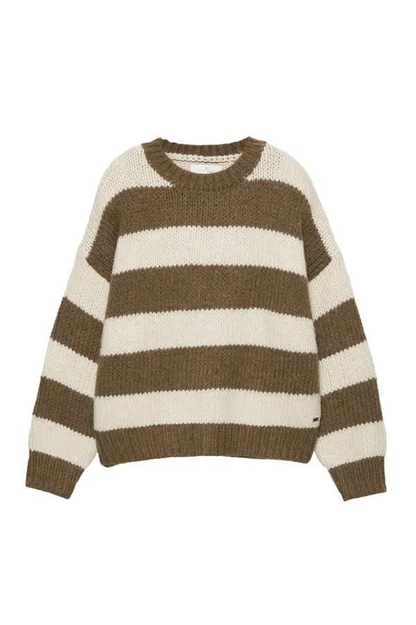 Pull&Bear Pull&Bear Pulover 'PACIFIC'  kremna / rjava