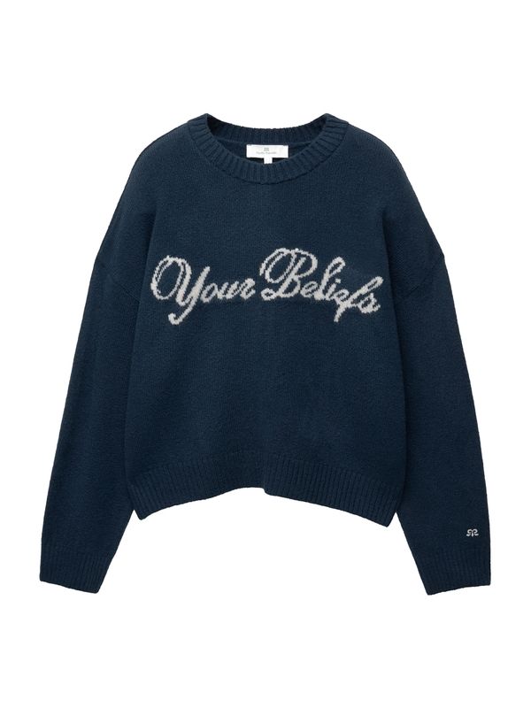 Pull&Bear Pull&Bear Pulover 'PACIFIC'  nočno modra / off-bela
