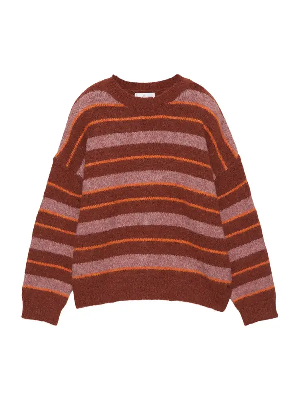 Pull&Bear Pull&Bear Pulover 'PACIFIC'  oranžna / burgund / pegasto rdeča