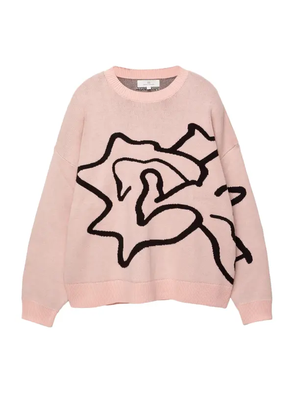 Pull&Bear Pull&Bear Pulover  roza / črna
