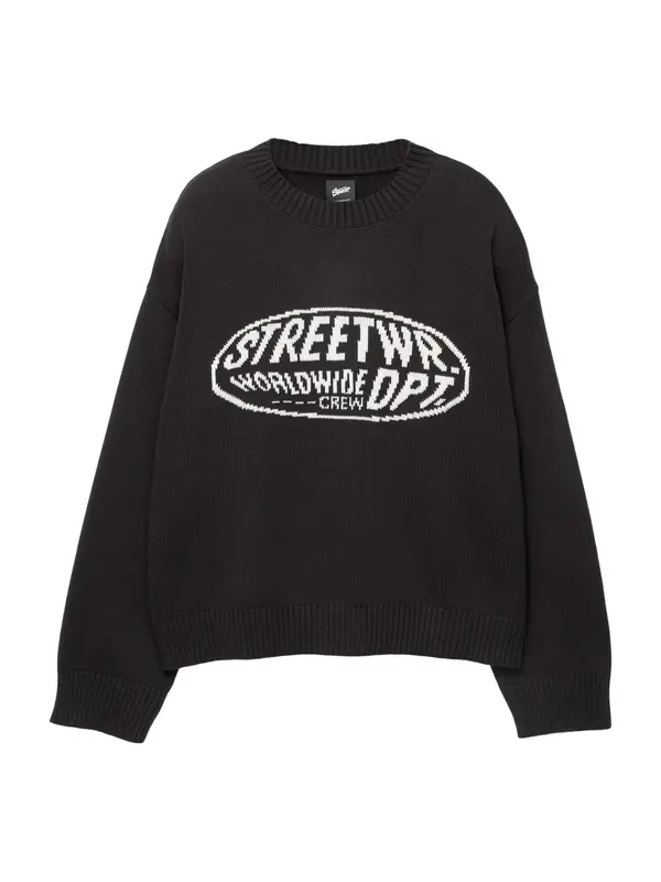Pull&Bear Pull&Bear Pulover 'STWD'  črna / bela