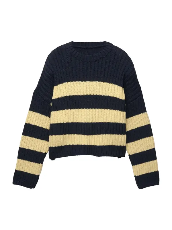 Pull&Bear Pull&Bear Pulover  temno modra / svetlo rumena