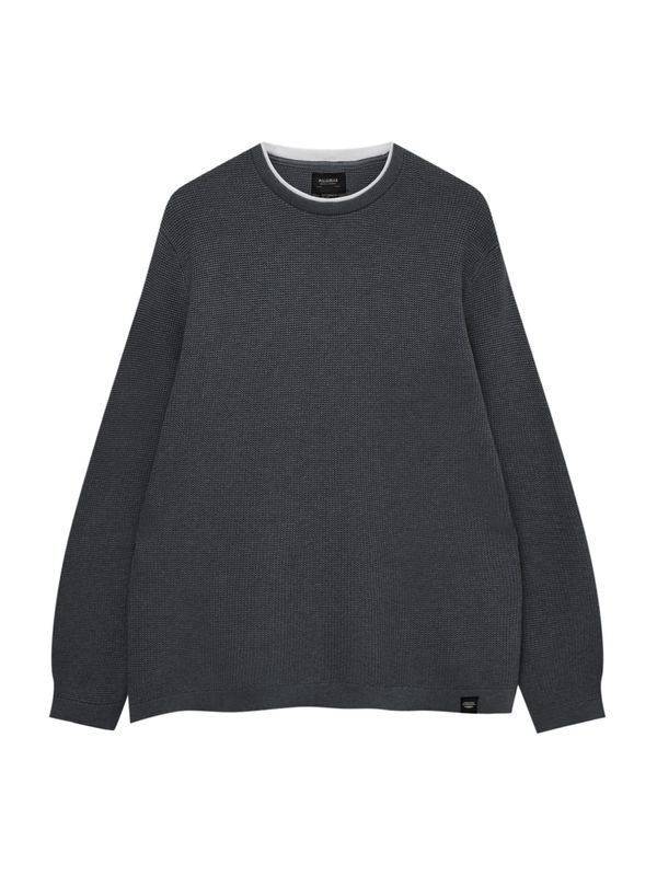 Pull&Bear Pull&Bear Pulover  temno siva / bela