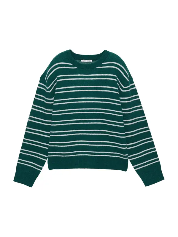 Pull&Bear Pull&Bear Pulover  temno zelena / bela
