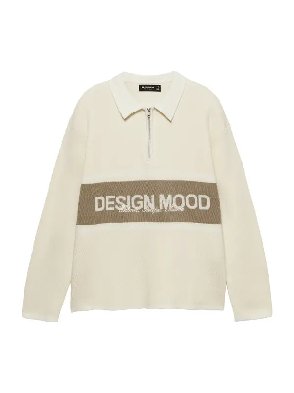 Pull&Bear Pull&Bear Pulover  umbra / bela / volneno bela