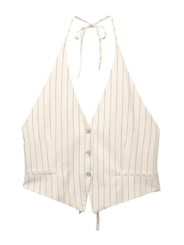 Pull&Bear Pull&Bear Telovnik  ecru / antracit