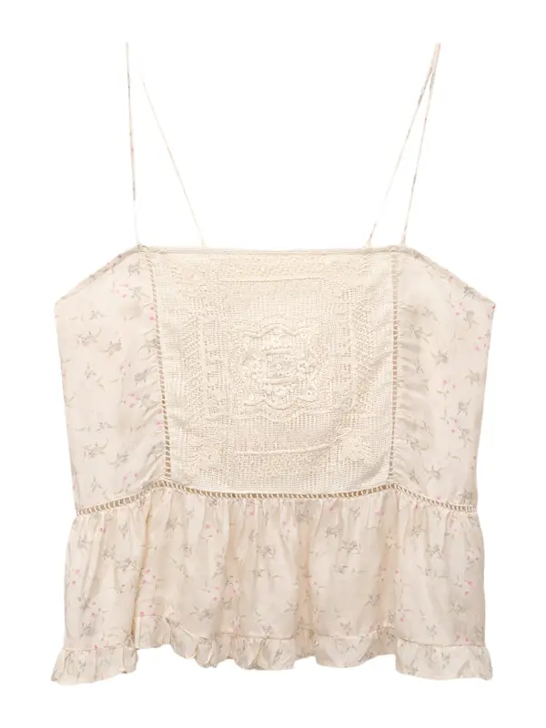 Pull&Bear Pull&Bear Top  ecru / kaki / rdeče vijolična / bela