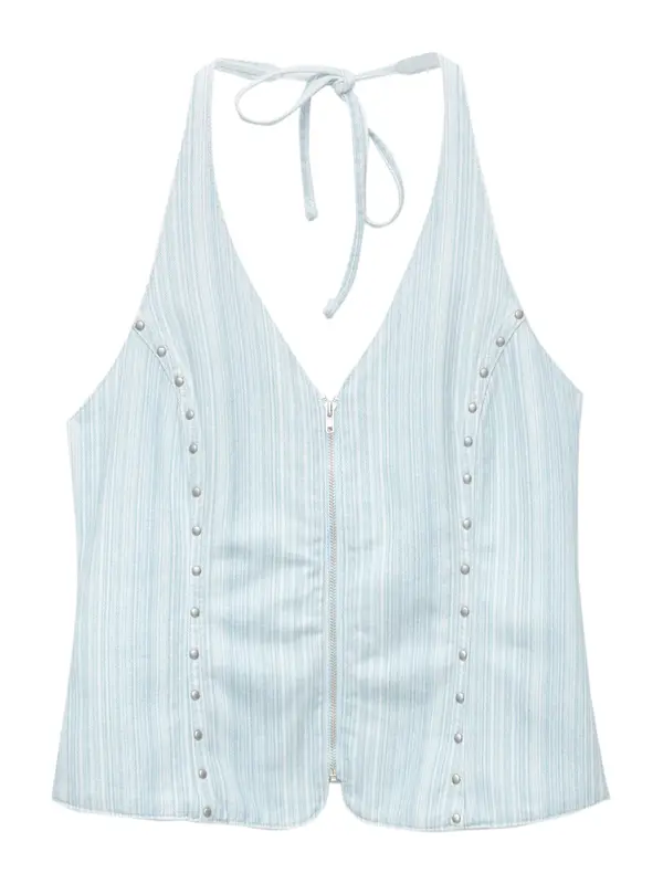Pull&Bear Pull&Bear Top  pastelno modra / svetlo modra / off-bela