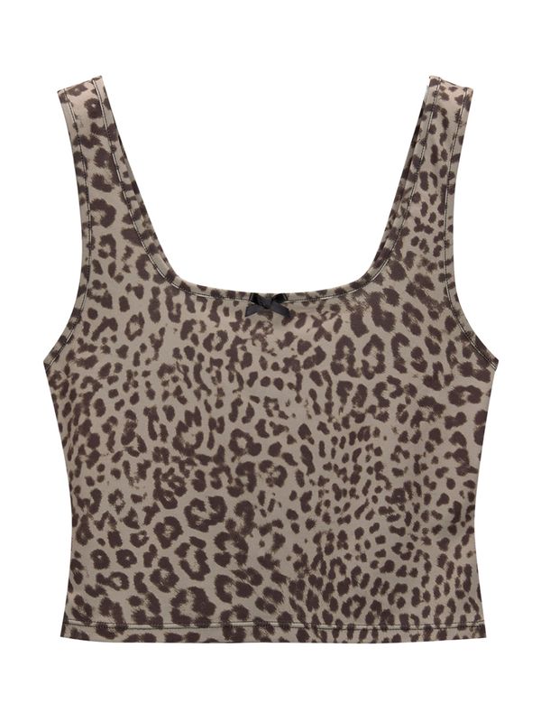 Pull&Bear Pull&Bear Top  temno bež / temno rjava / črna