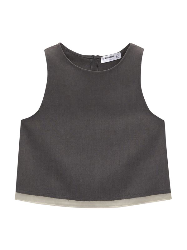 Pull&Bear Pull&Bear Top  temno siva / naravno bela