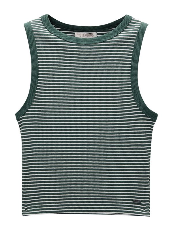 Pull&Bear Pull&Bear Top  temno zelena / bela