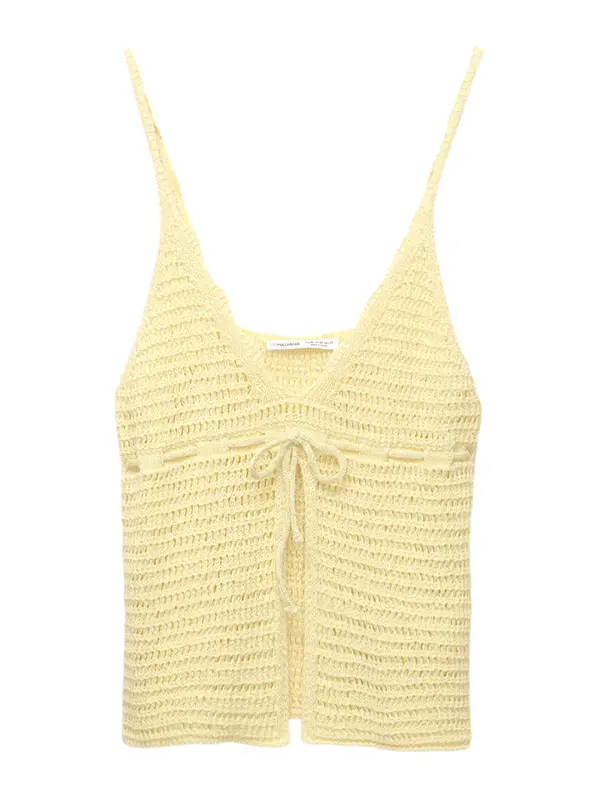 Pull&Bear Pull&Bear Top z naramnicami  pastelno rumena