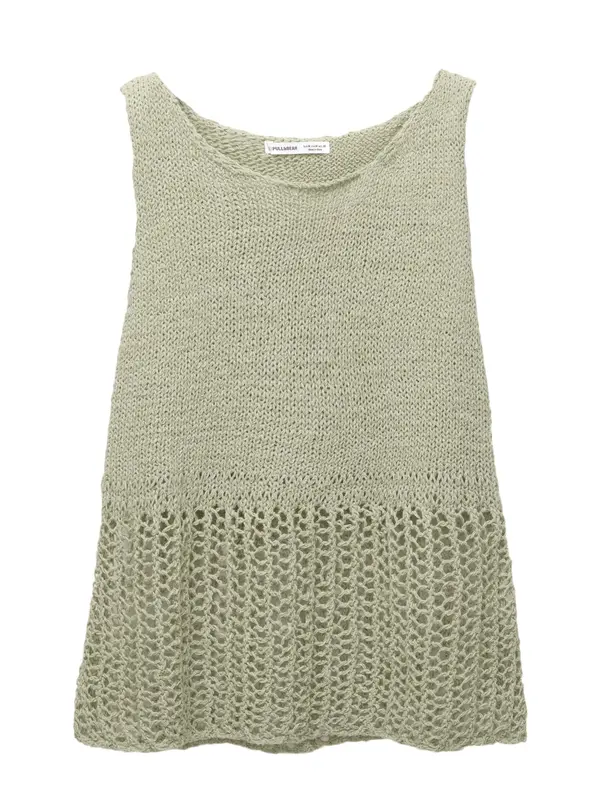 Pull&Bear Pull&Bear Top z naramnicami  pastelno zelena