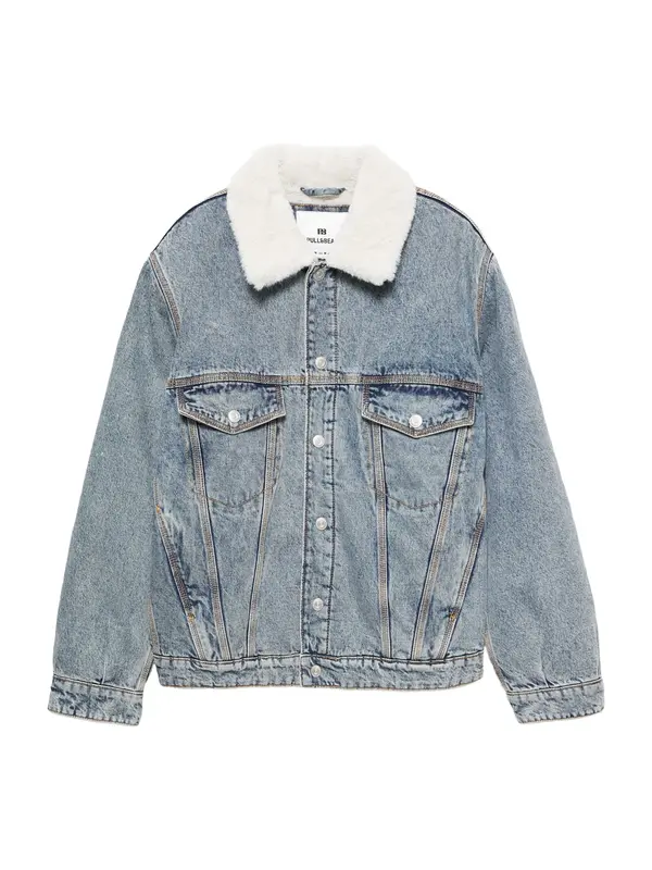 Pull&Bear Pull&Bear Zimska jakna  moder denim / bela