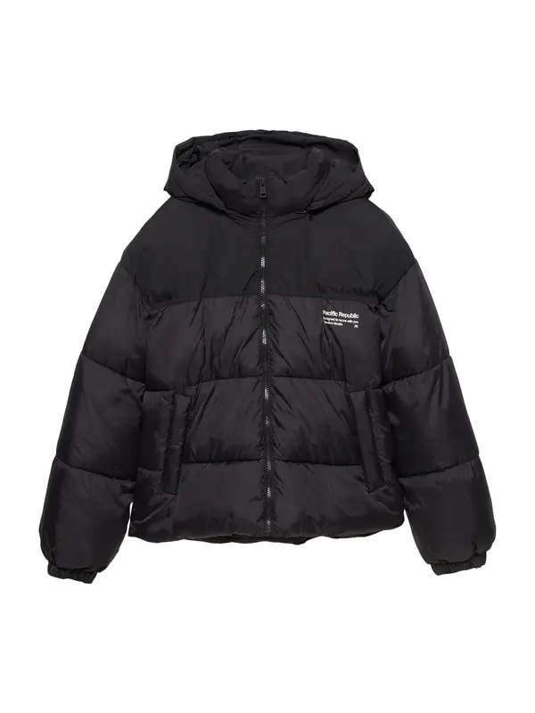 Pull&Bear Pull&Bear Zimska jakna 'PACIFIC'  črna / bela
