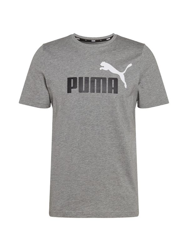 PUMA PUMA Funkcionalna majica 'ESS+'  pegasto siva / črna / bela