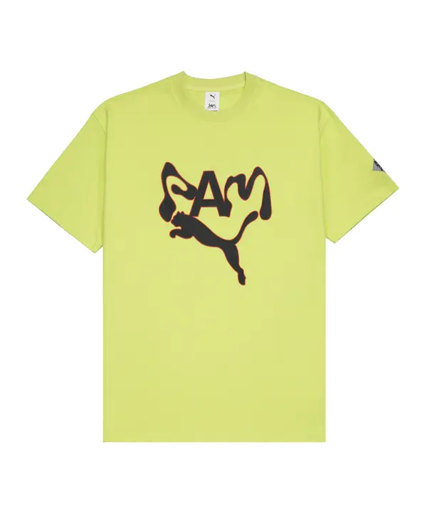 PUMA PUMA Majica  limeta / rdeča / črna