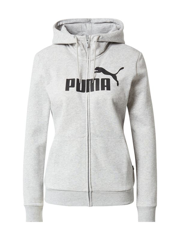 PUMA PUMA Športna jopa na zadrgo 'Ess'  pegasto siva / črna