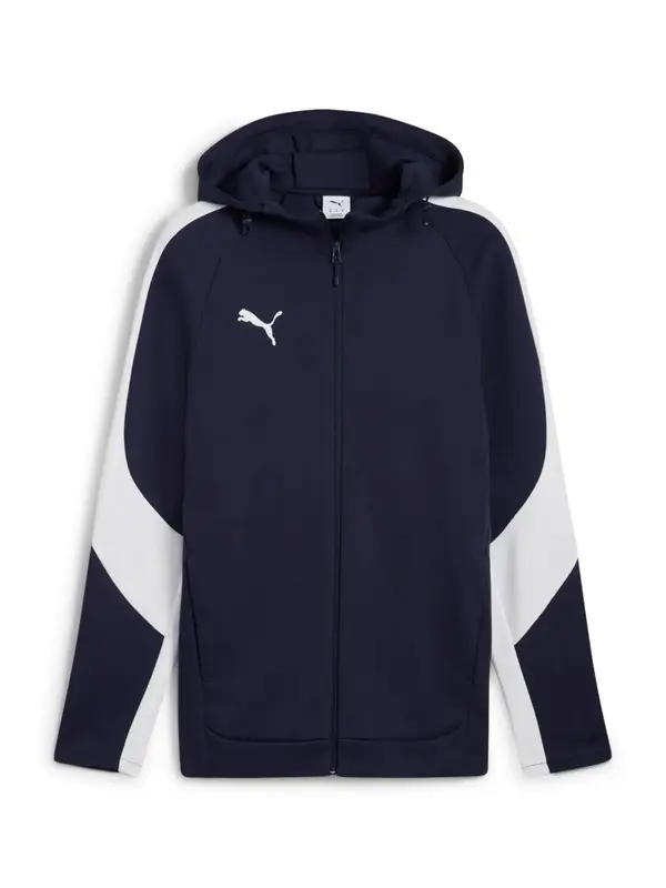 PUMA PUMA Športna jopa na zadrgo 'teamEVOSTRIPE'  modra / bela