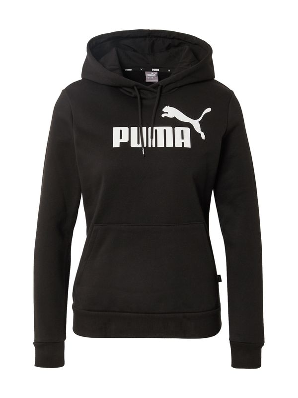 PUMA PUMA Športna majica 'ESSENTIAL Logo Hoodie'  črna / bela