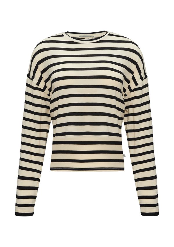 QS QS Majica  svetlo bež / črna