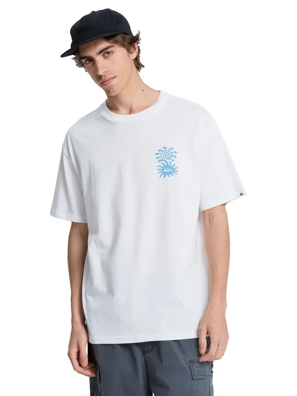 QUIKSILVER QUIKSILVER Funkcionalna majica 'Evo Blossom Of Peace'  dimno modra / svetlo zelena / bela