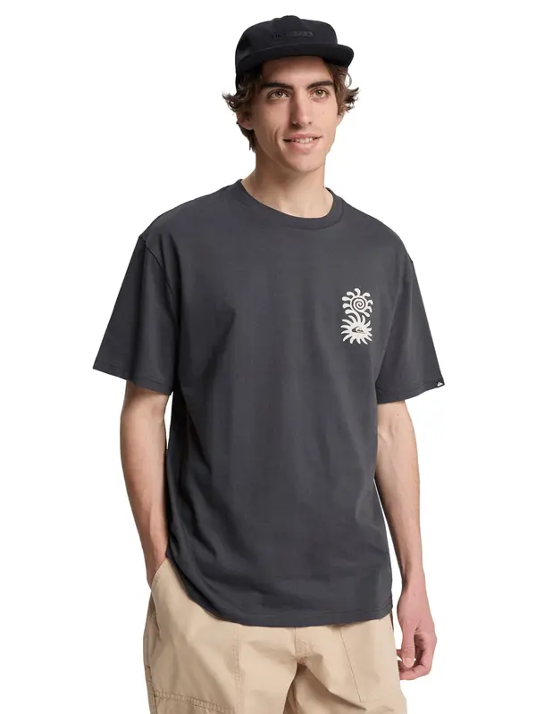 QUIKSILVER QUIKSILVER Funkcionalna majica 'Evo Blossom Of Peace'  pueblo / temno siva / off-bela