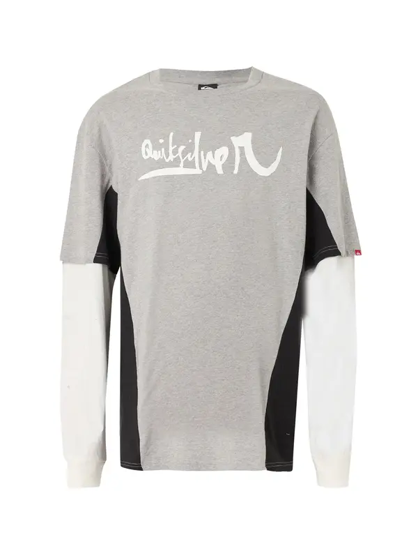 QUIKSILVER QUIKSILVER Funkcionalna majica 'SYNC DOUBLE'  siva / črna / bela