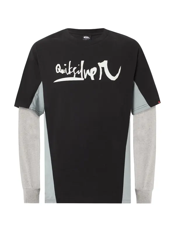 QUIKSILVER QUIKSILVER Funkcionalna majica 'SYNC DOUBLE'  siva / črna / bela