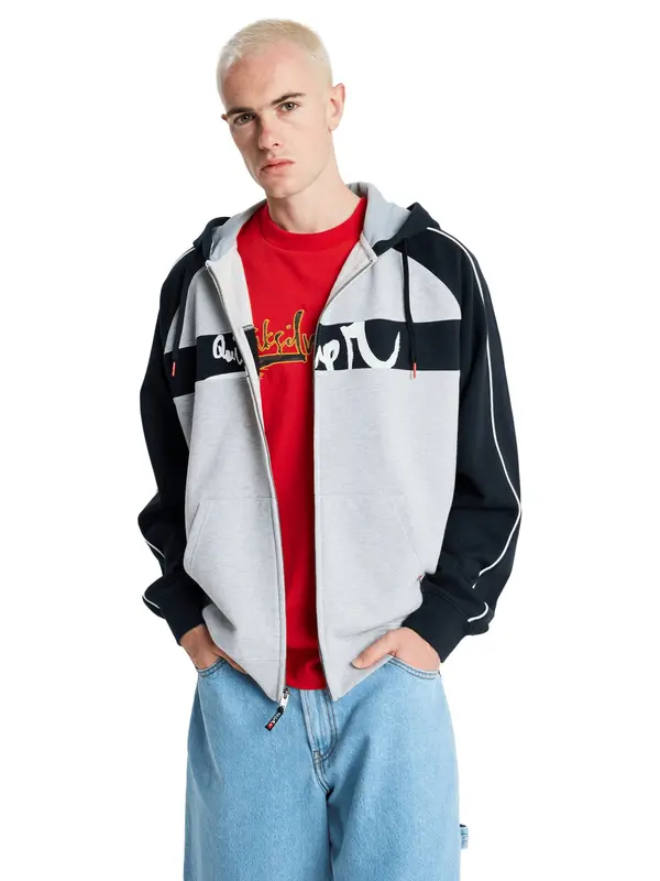 QUIKSILVER QUIKSILVER Športna jopa na zadrgo 'YG Operator'  siva / črna / bela