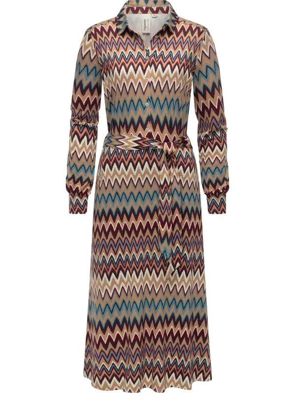 Ragwear Ragwear Dolga srajca 'Plantee'  kamela / petrol / vinsko rdeča / bela