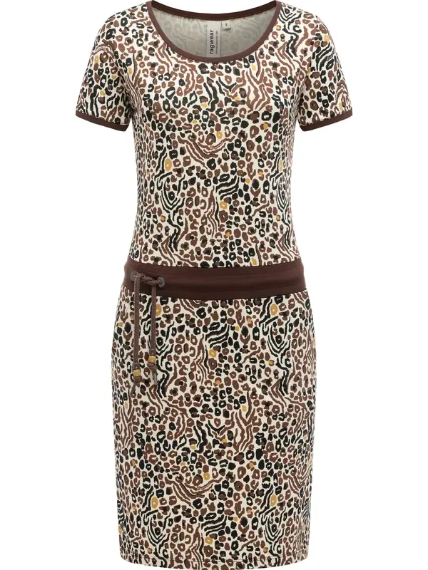 Ragwear Ragwear Poletna obleka 'Baomi Zoo'  ecru / rjava / svetlo rjava / črna