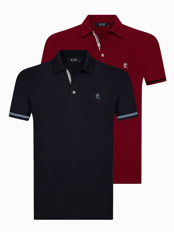 RAME RAME Majica 'Ibiza'  marine / karminsko rdeča / bela