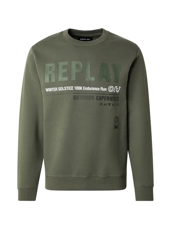 REPLAY REPLAY Majica  kaki / črna / bela