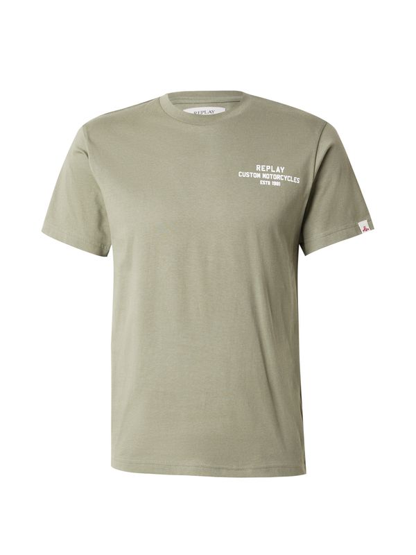 REPLAY REPLAY Majica  oliva / bela