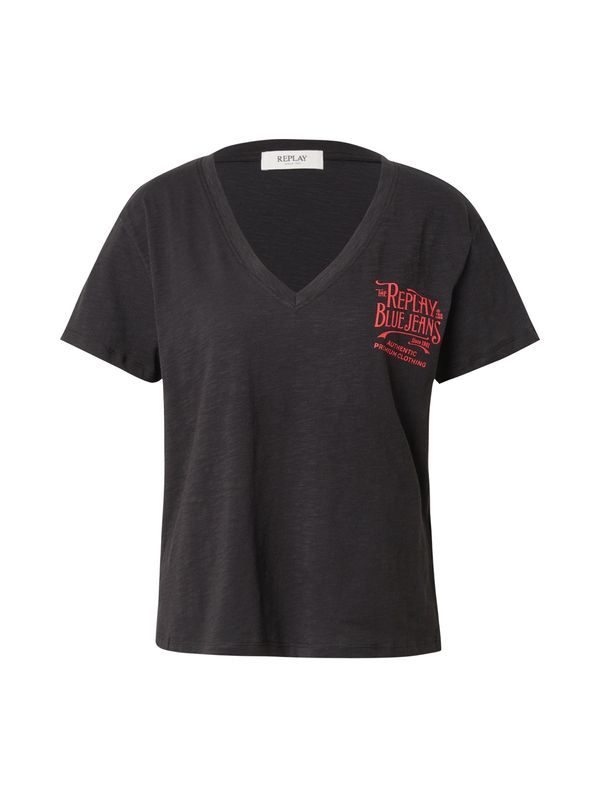 REPLAY REPLAY Majica  rdeča / črna