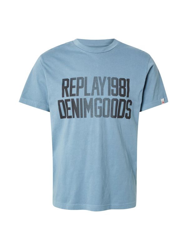REPLAY REPLAY Majica  svetlo modra / črna