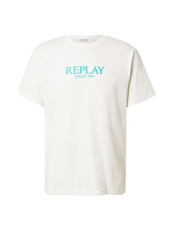 REPLAY REPLAY Majica  turkizna / off-bela