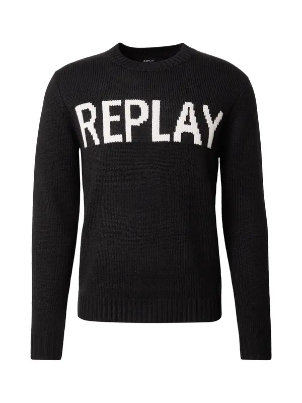 REPLAY REPLAY Pulover 'Masche'  črna / bela